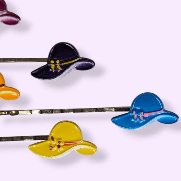 (2/$20) Colourful Hat Bobby Pin Set - Picture 3 of 4